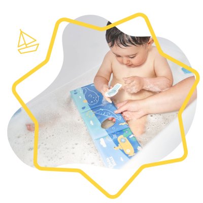Jouet de bain bébé livre et marionnette