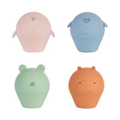 Jouet de bain 4 aspergeurs ouverts en silicone