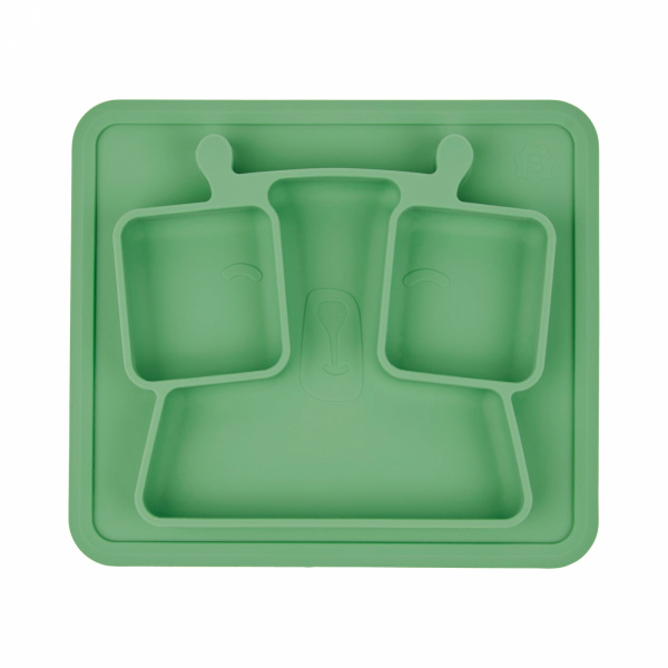 Les imparfaits - assiette compartimentée en silicone verte Badabulle
