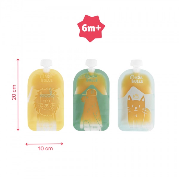 Lot de 15 gourdes réutilisables Badabulle