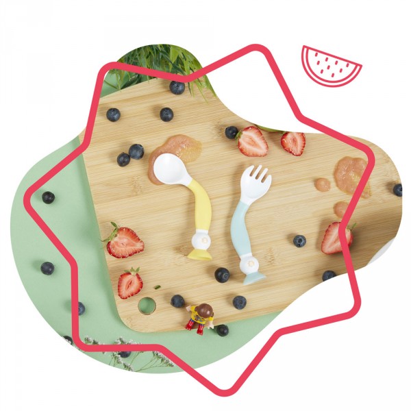 Lots de 2 couverts d'apprentissage flexibles Badabulle