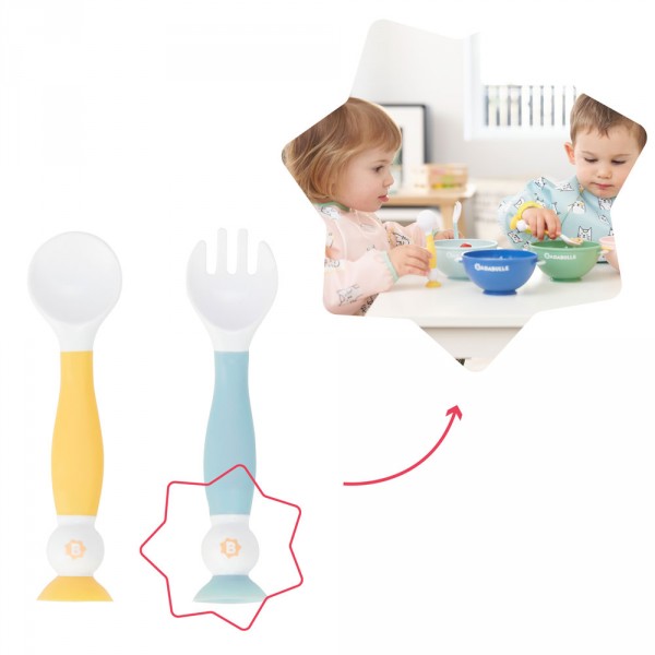 Lots de 2 couverts d'apprentissage flexibles Badabulle