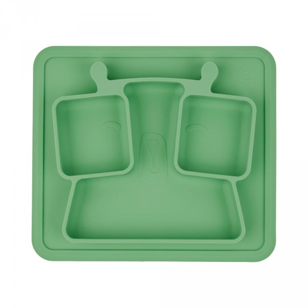Assiette bébé à compartiments anti-dérapante verte Badabulle