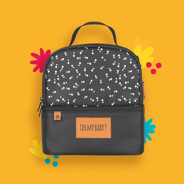 Sac isotherme repas 2 compartiments noir Badabulle