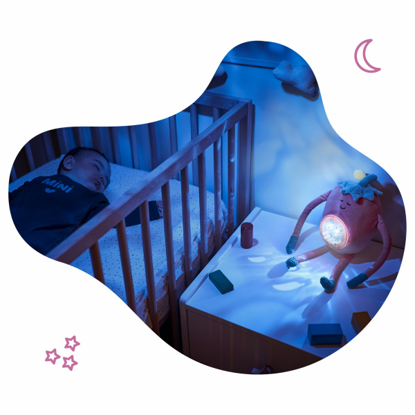 Veilleuse bébé peluche fraise barnabé Badabulle