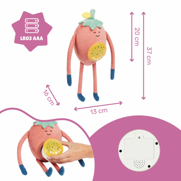 Veilleuse bébé peluche fraise barnabé Badabulle