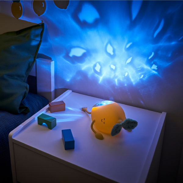 Veilleuse bébé projection basile jaune citron Badabulle