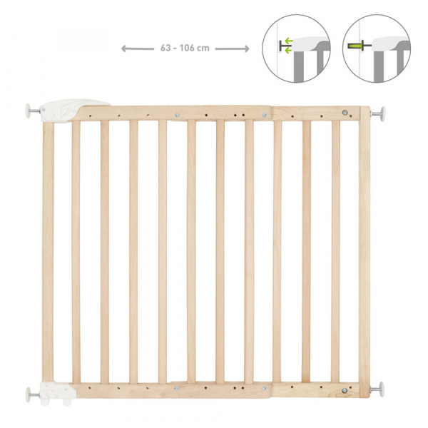Barrière de sécurité déco pop 63-106 cm fixation vis et pression bois naturel Badabulle
