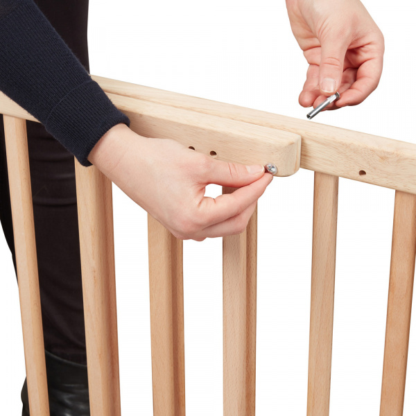 Barrière de sécurité déco pop 63-106 cm fixation vis et pression bois naturel Badabulle