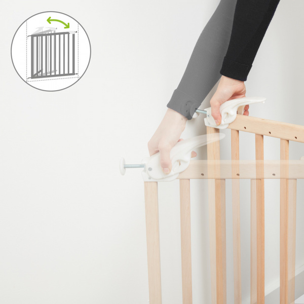 Barrière de sécurité déco pop 63-106 cm fixation vis et pression bois naturel Badabulle