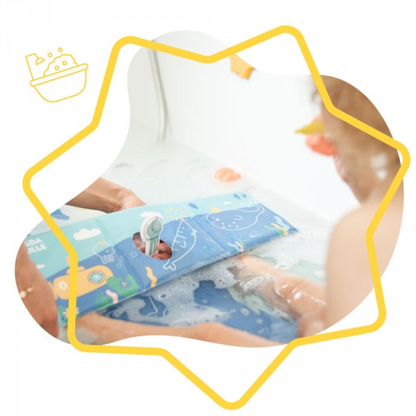 Jouet de bain bébé livre et marionnette Badabulle