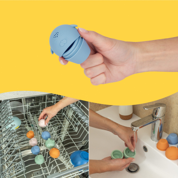 Jouet de bain 4 aspergeurs ouverts en silicone Badabulle