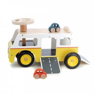 Porteur en bois 2 en 1 van / garage Vilac