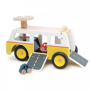 Porteur en bois 2 en 1 van / garage Vilac