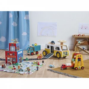 Porteur en bois 2 en 1 van / garage Vilac