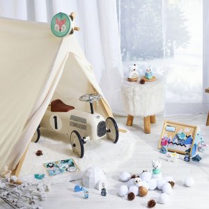 Porteur bébé voiture vintage blanc crème Vilac