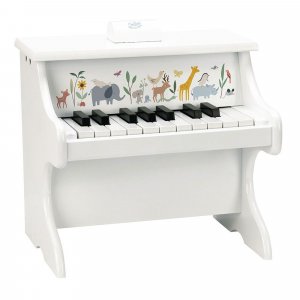 Piano en bois 18 touches blanc les animaux du monde - sarah betz Vilac