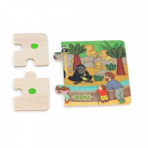 Coffret de 4 puzzles en bois - les animaux du zoo Vilac