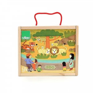 Coffret de 4 puzzles en bois - les animaux du zoo Vilac