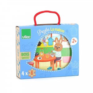 Coffret de 4 puzzles en bois - la maison Vilac