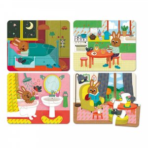 Coffret de 4 puzzles en bois - la maison Vilac