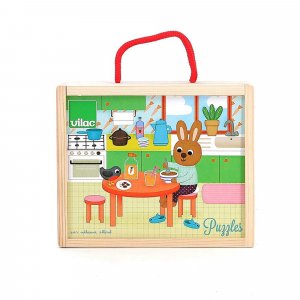 Coffret de 4 puzzles en bois - la maison Vilac