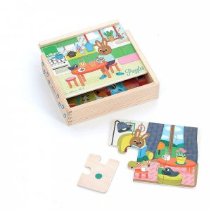 Coffret de 4 puzzles en bois - la maison Vilac