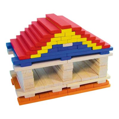 Jeu de construction en bois 100 planchettes batibloc - color