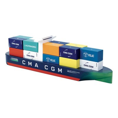 Jouet en bois pour enfant bateau porte-conteneurs jacques saadé