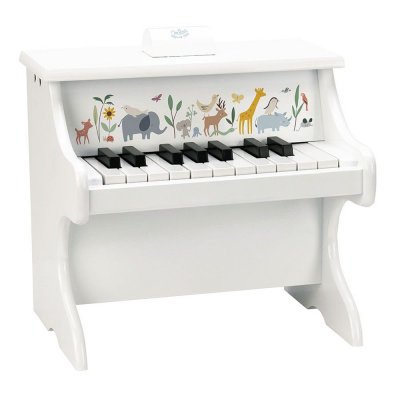 Piano en bois 18 touches blanc les animaux du monde - sarah betz
