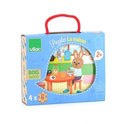 Coffret de 4 puzzles en bois - la maison