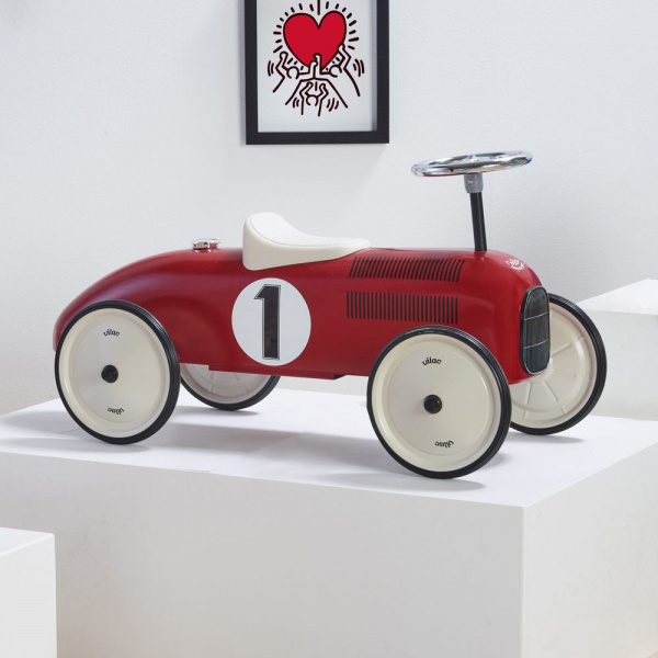 Porteur voiture vintage rouge et crème Vilac