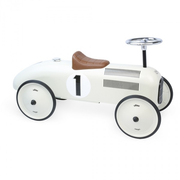 Porteur bébé voiture vintage blanc crème Vilac