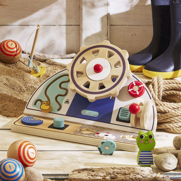 Panneau d'activités en bois tableau de bord bateau Vilac