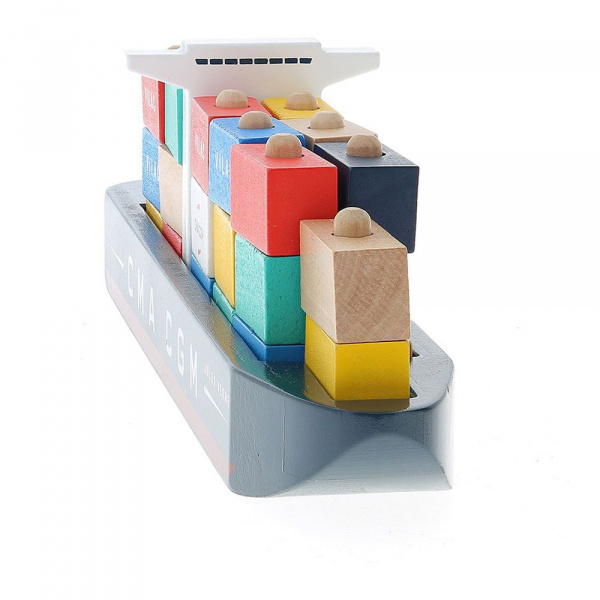 Jouet en bois pour enfant bateau porte-conteneurs jules verne Vilac