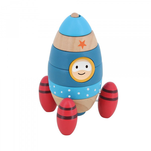 Jouet d'éveil en bois à empiler fusée Vilac