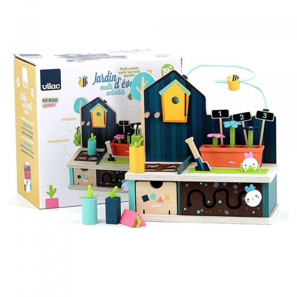 Jeu d'éveil multi-activités en bois jardin Vilac