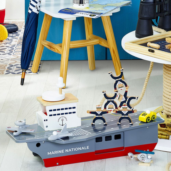 Jouet pour enfant porte-avions avec accessoires - marine nationale Vilac