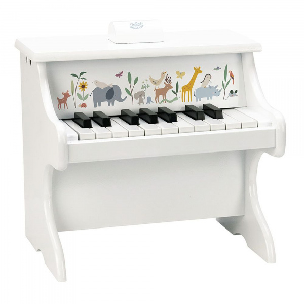 Piano en bois 18 touches blanc les animaux du monde - sarah betz Vilac