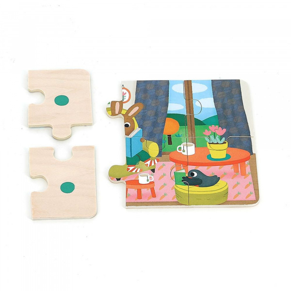 Coffret de 4 puzzles en bois - la maison Vilac