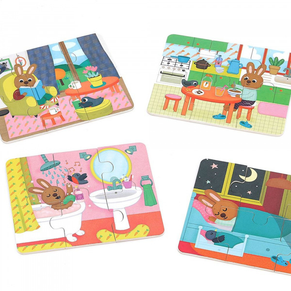 Coffret de 4 puzzles en bois - la maison Vilac