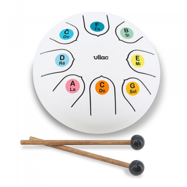 Tambour tongue drum en métal blanc Vilac
