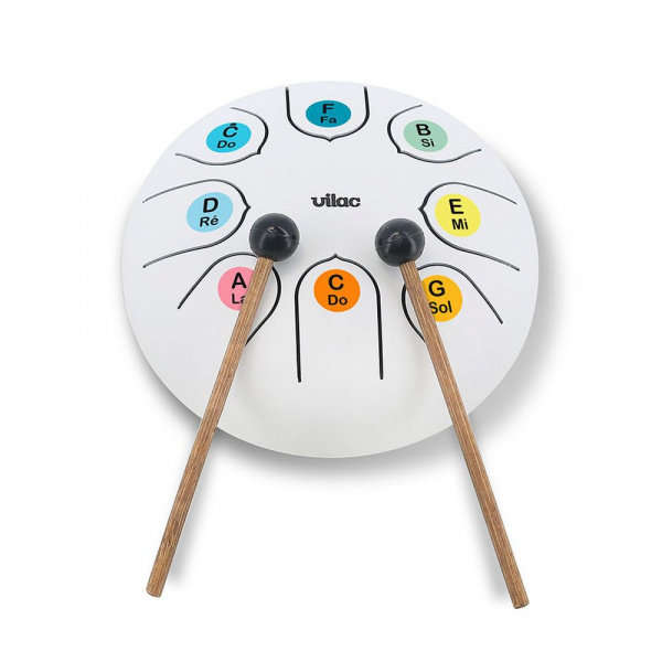Tambour tongue drum en métal blanc Vilac