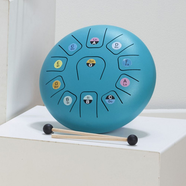 Tambour métal tongue drum bleu 11 notes Vilac