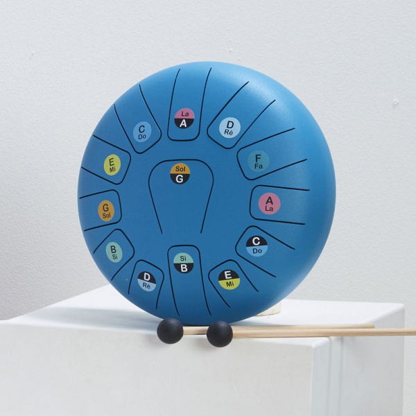 Tambour métal tongue drum bleu 13 notes Vilac
