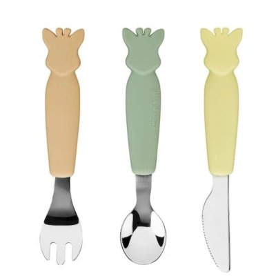 Set de 3 couverts en silicone pastel sophie la girafe
