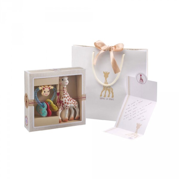 Coffret naissance prêt à offrir sophie la girafe et hochet coeur Vulli