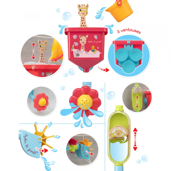 Jouet de bain bébé tuyaux folies sophie la girafe Vulli