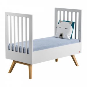 Lit 70x140 blanc et bois nature Vox