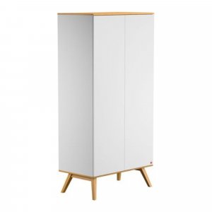 Armoire blanche et bois 2 portes nature Vox